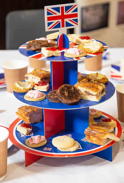 A cardboard high tea serving stack A cardboard high tea serving stack
