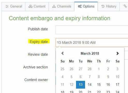 Content item expiry