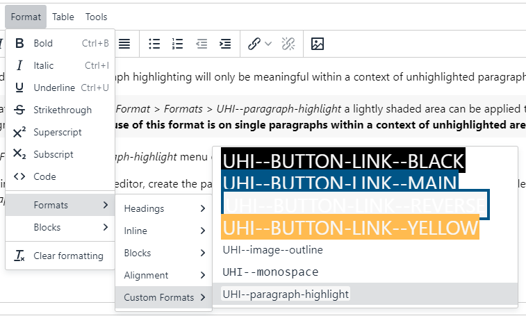 Screenshot showing paragraph highlight menu location