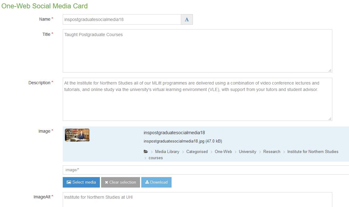 Example of social media card