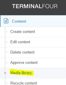 Media library menu