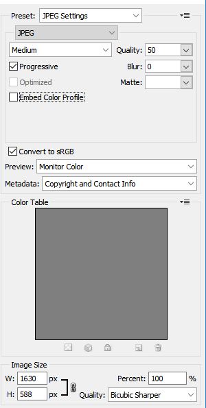 Saving a jpeg for use on the web