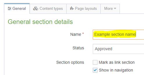 enter the section name